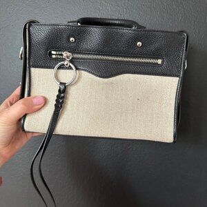Rebecca Minkoff Leather and Canvas Bag - Crossbody Strap Included - GUC